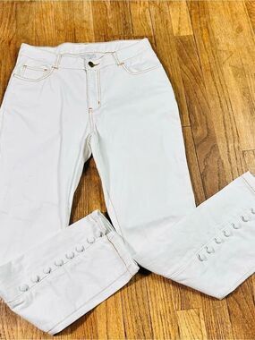 Soft Surroundings White Ankle Button-Cuff Jeans